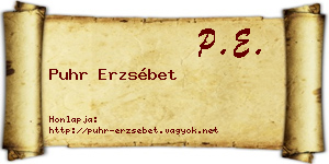 Puhr Erzsébet névjegykártya